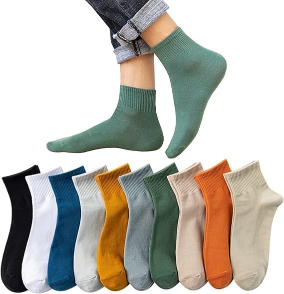 Xiyaoer Premium Cotton Ankle Colorful Casual Business Crew Stylish and Sizes Free Men's Socks, 10-Pair Set, Men's Socks, Socks, Socks, Men's Socks,