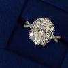 Elegant Simulated Moissanite Ring In White Gold with Pigeon Egg Diamond Design and Zirconia - Women's Luxury Jewelry.