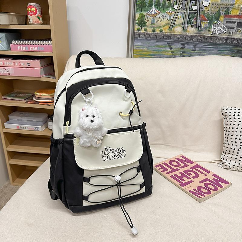 College style schoolbag female junior high school student cute small fresh contrasting color student backpack girl large capacity travel backpack