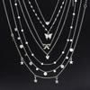 Casual Minimalist Twist Snake Bone Heart Butterfly Star Pendant Necklace Bracelet Fashion Jewelry Set For Men Women Daily Wear