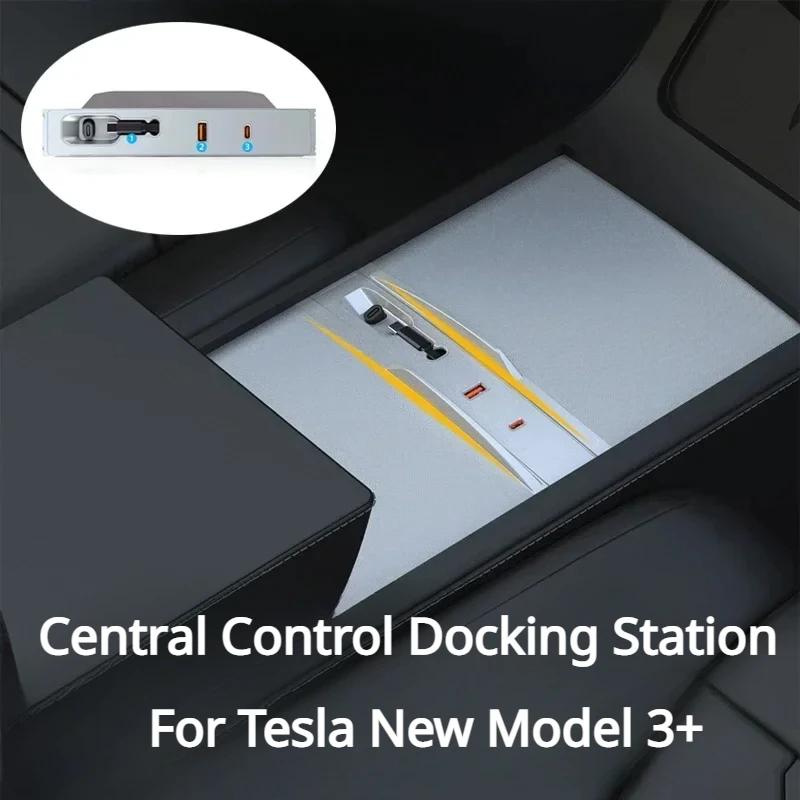 Schnelllader Auto USB Mittelkonsolenadapter Für Tesla Model 3 Highland 2024 Zubehör Dockingstation Shunt-Hub Schnellladung