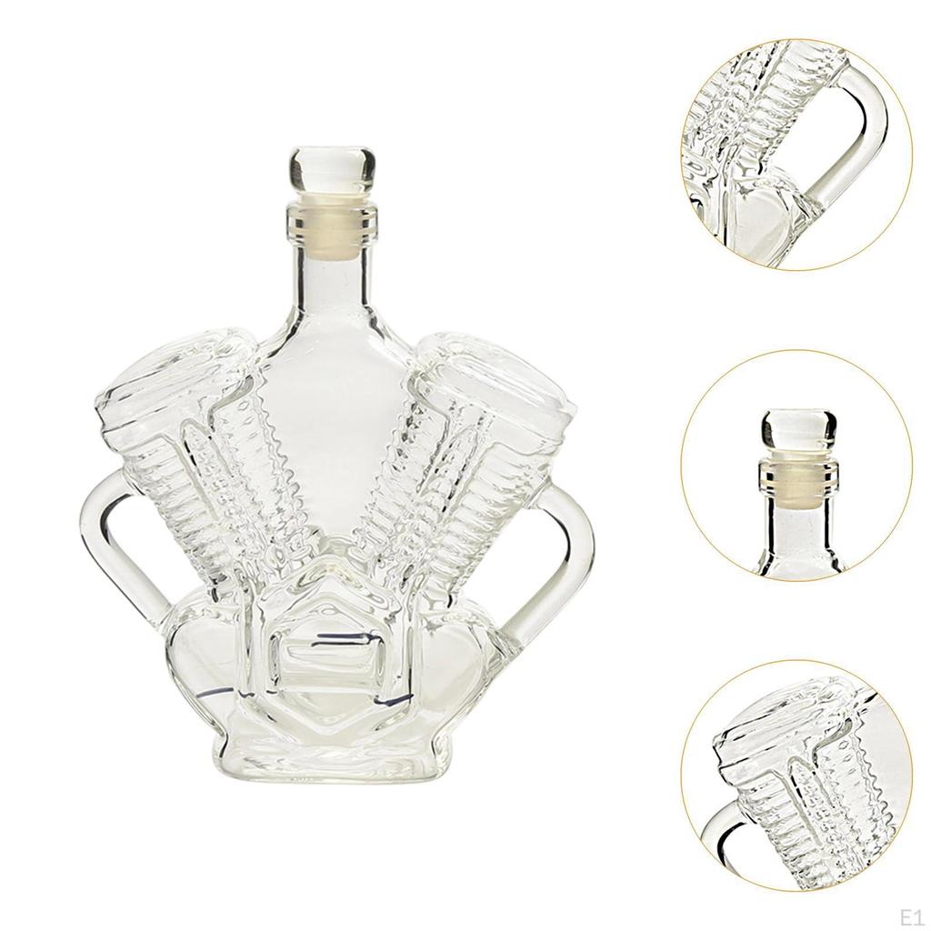 Car Engine Shaped Whiskey Bottle Wine Decanter Bar Decoration Dinnerware 280ml with Stopper