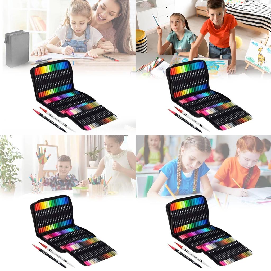 Premium 120 Color Dual Head Watercolor Brush Pens Washable Safe For Children Art Projects