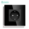 BSEED EU Standard 1/2/3Gang 2Way Wall Touch Switch Light Sensor Switches Wall Socket USB Type-C Crystal Glass Panel 240V Black