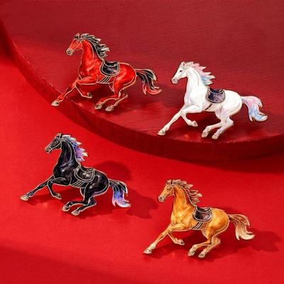 1/4Pcs Zodiac Horse Brooches For Women Men Cute Animal Pony Metal Badge Pins Clothing Backpack Accessory Unique Gift