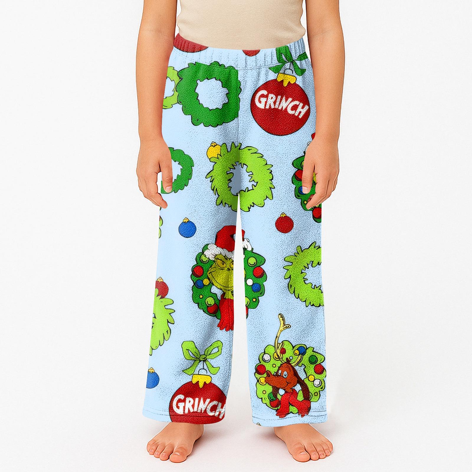 

Детские пижамные брюки с принтом, мягкие, удобные, детские зимние пижамные брюки 130