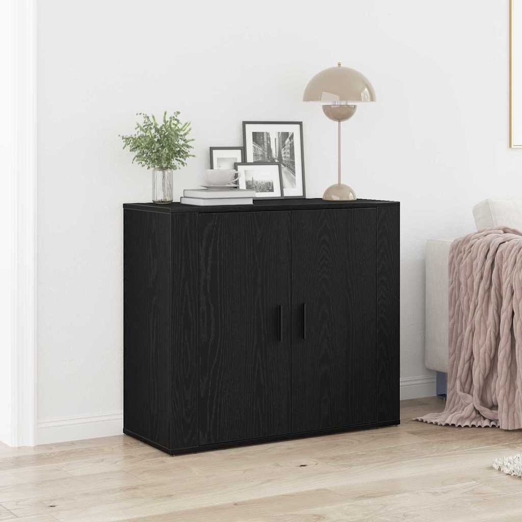 Sideboard in Black Oak Look 80 x 33 x 70 cm Particleboard
