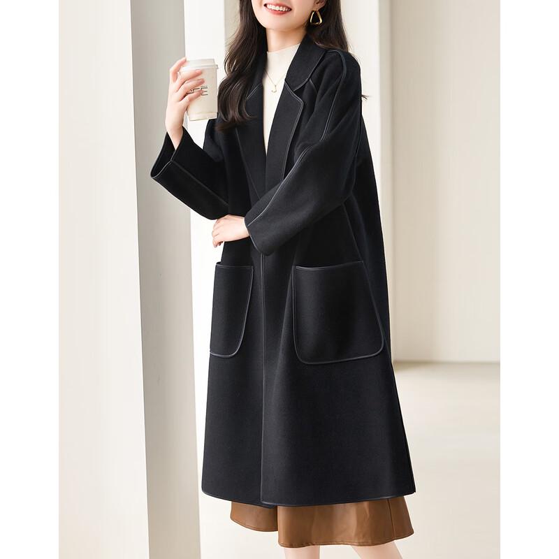 Demana Women's Single-Button Lapel Double-faced Wool Coat