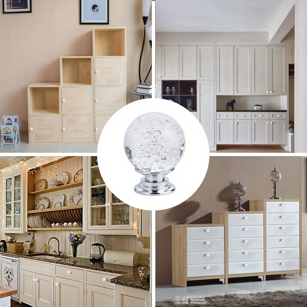 6/18 Pcs Crystal Cabinet Knobs Round Glass Bubble Drawer Pulls Smooth Knobs for Home Cabinets Dressers with Screws 25mm Clear