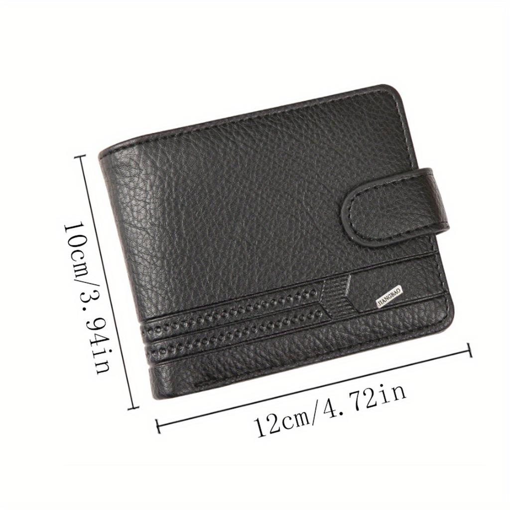 1pc Minimalist Fashionable Men's Wallet, PU Leather Short Wallet with Zipper Buckle, Coins Wallet Card Bag