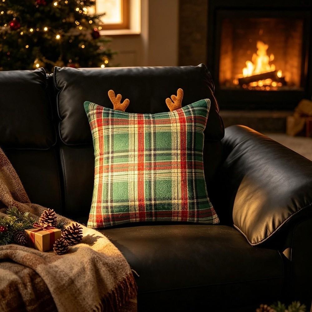 Square Christmas Pillowcases Soft Throw Pillow Case Britain Style Cushion Cover Christmas Decor