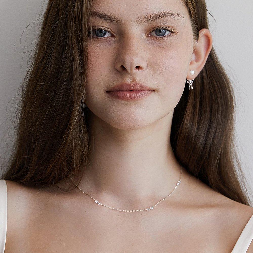 (92.5 Silver) Crystal Berry Link Chain Necklace Nz2413