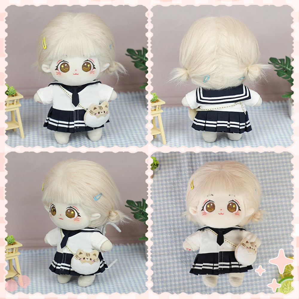 Niannyyhouse 20cm Plush Clothes Pink JK Dress Set Cotton Doll Outfit