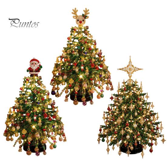 Christmas Tabletop Display Kit DIY Beaded Tree Kit, Faux Crystal Holiday Craft Set Festive Desk Ornament Making for Adults Beginners, Handmade