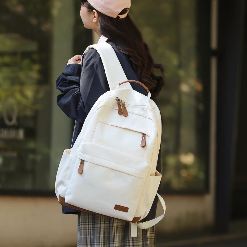 Solid Color Backpack Style DailyWear College CampusUses Joker Travel Backpack Light Commuter Large Capacity Bag