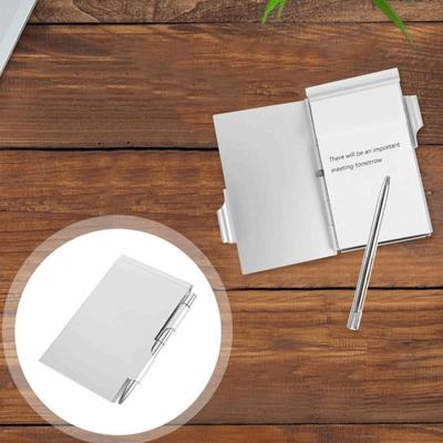 Portable Aluminum Notepad with Pen Mini Pocket Notebook Creative Office Memo Pad  Student School