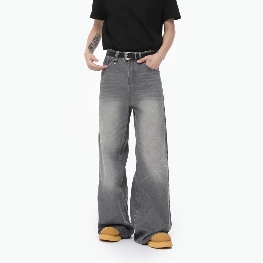 Menswear | Cleanfit High Street Minimalist Wide Leg Loose Straight Versatile Polished White Jeans Tide