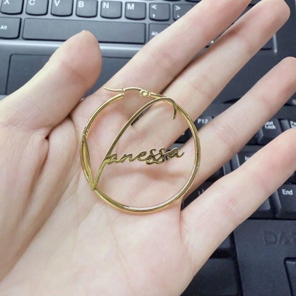 Custom Name Long Chain Threader Earrings For Women Girls Personalization Name Dangle Drop Earring Stainless Steel Jewelry Gift