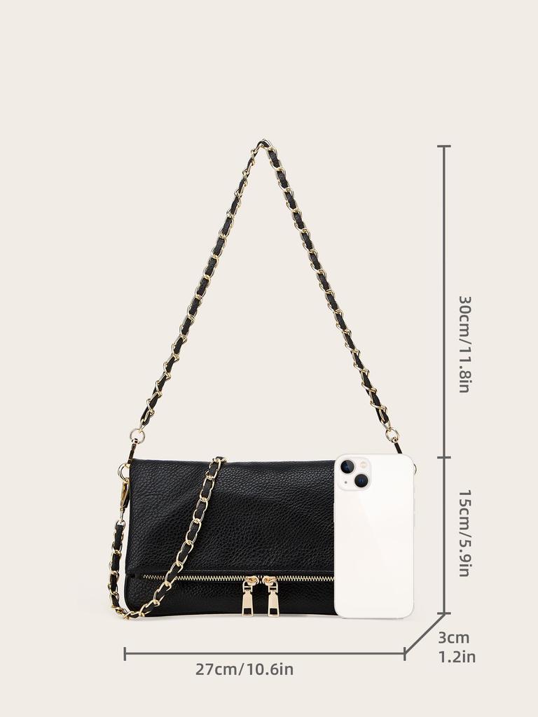 Lychee Pattern Underarm Chain Bag - Women's High-End Fashion 2025, Small Square Crossbody/Shoulder Bag