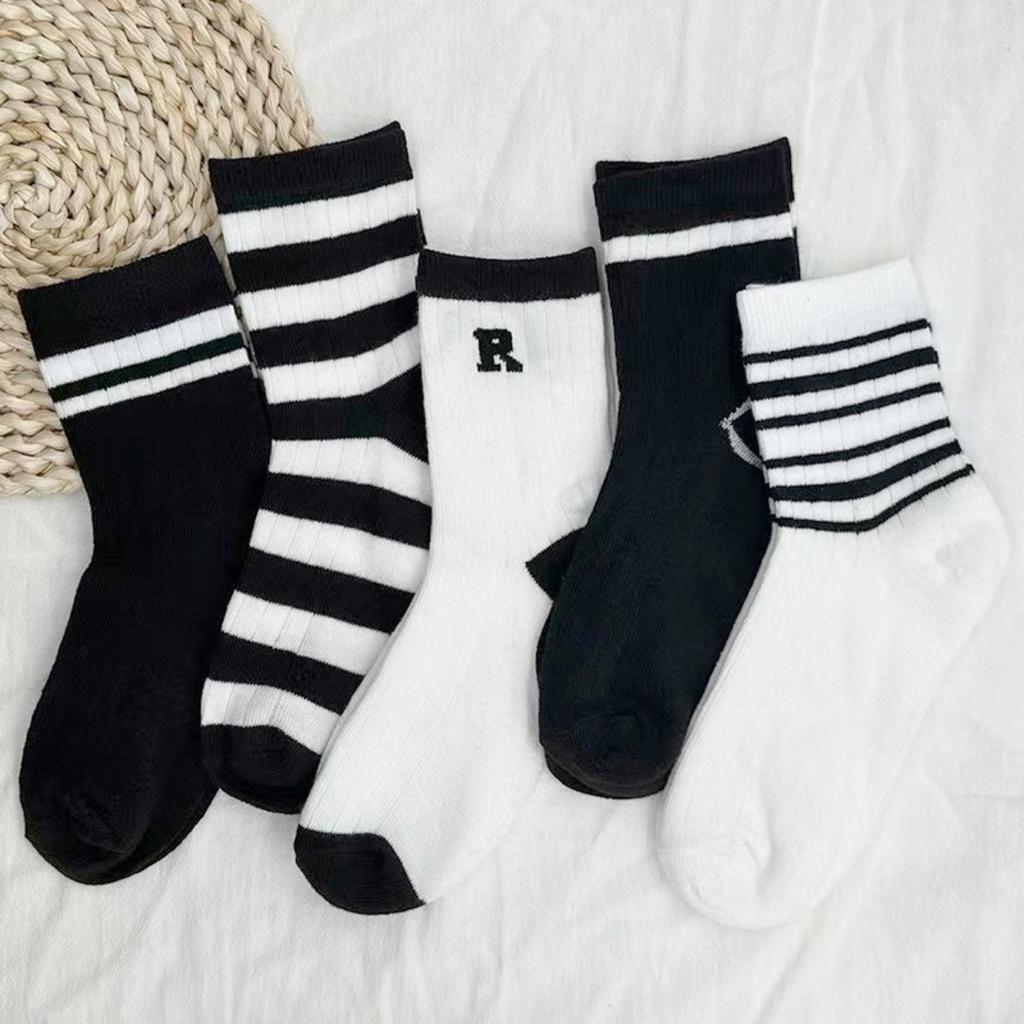 5 Pairs, Women's, Soft Socks, Medium Socks, Letter Socks, Warm Socks, Outerwear, High Socks, Long Socks, Long Socks, Sports Socks