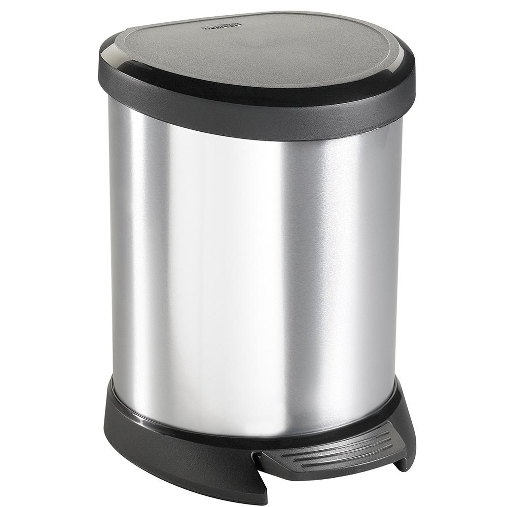 

Контейнер для мусора с педалью Curver Deco Bin металл-серебряная фольга 5л