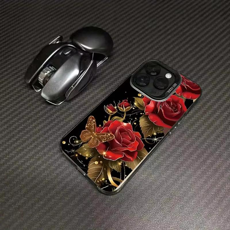 Pink Lotus Red Rose Pattern Phone Case For Samsung Galaxy A14 A15 5G S21 S22 S23 S24 FE Plus Ultra A25 A35 A52 A53 A54 A55 5G