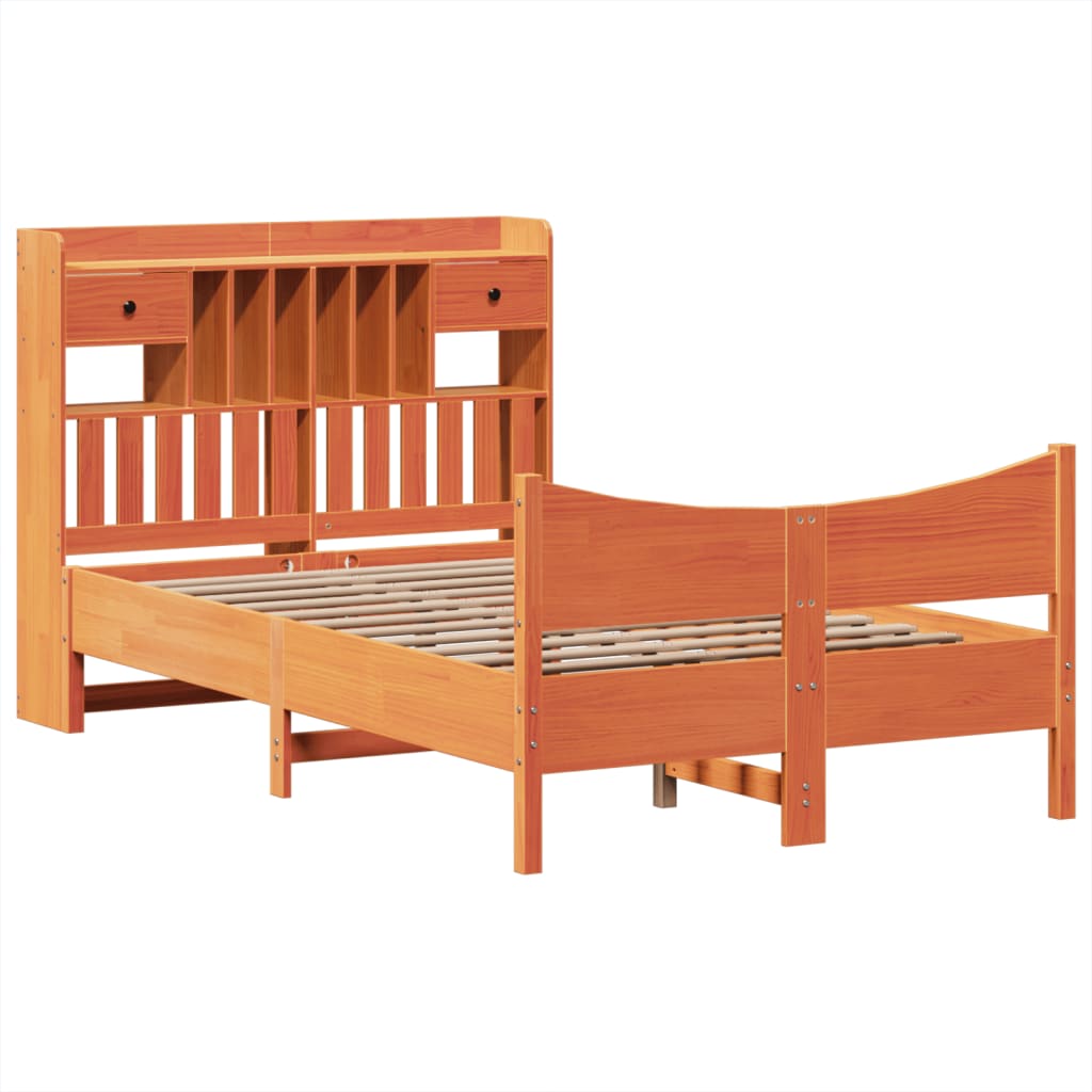 Solid Wood Bed Without Mattress Wax Brown 135 X 190 Cm Pine Wood