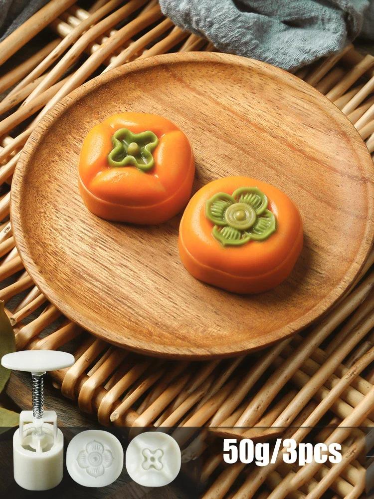 50g Novel Peanut Crisp Moon Cake Mold Persimmon Cookie Cutter Stamp Frame Cake Pastry Dessert Kitchen Accessories Tools
