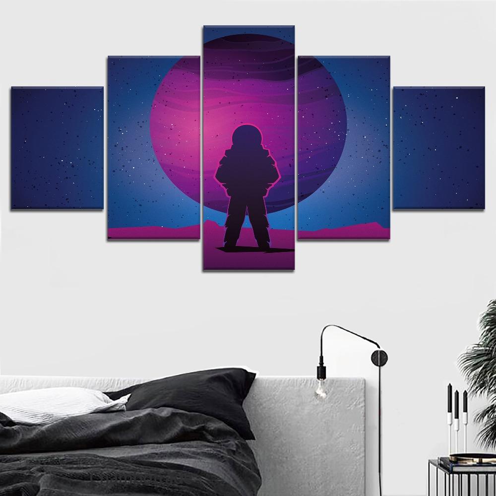 

5 панелей космонавт космический пейзаж холст печатная картина для гостиной Настенный декор HD картина произведения искусства Poster4 без рамки