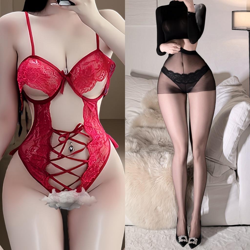 Sexy underwear Sexy small chest steel ring onesie Passion temptation Hollow breast suspender Lace free suit women