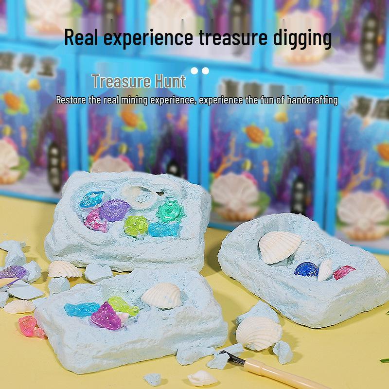 Marine Treasure Hunt DIY Kit: Children's Gem Digging Shell Toy - Educational & Handmade Toddler Gift.