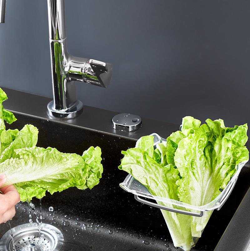 Stainless Steel Kitchen Sink Draining Rack with Debris and Vegetable Filter Net