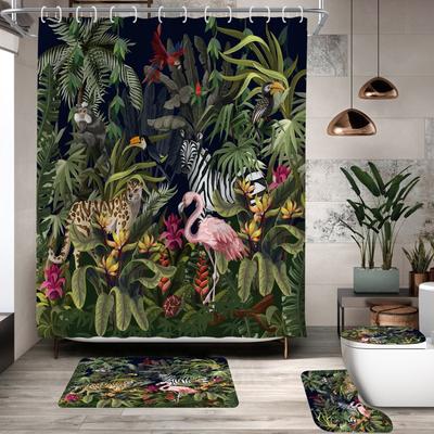 180X180Cm Animals Pattern Shower Tropical Leaves Palm Curtains Bathroom Curtain Waterproof Frabic Bath Bathroom Curtains