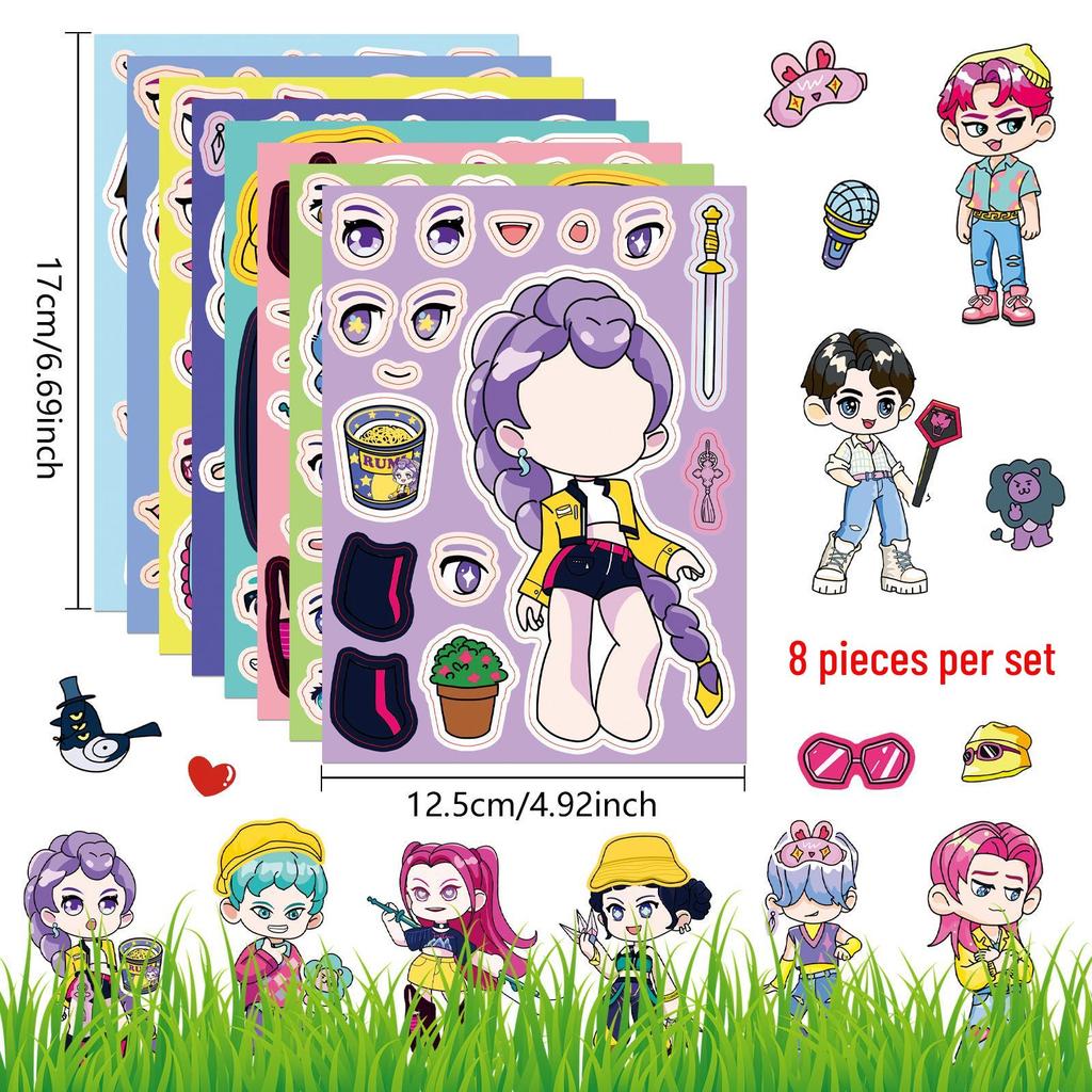 Witch Hunter Group Face Swap Sticker Set - 8 Sheets for Creative Parent-Child Fun
