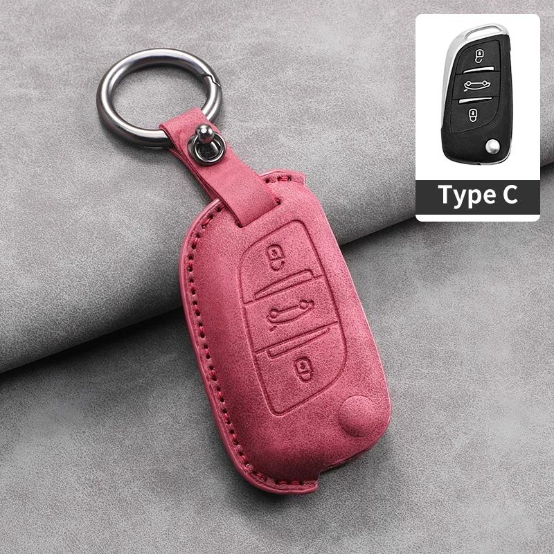 Leather Car Flip Key Case Cover for Peugeot 208 308 408 508 2008 3008 4008 5008 306 407 807 for Citroen C1 C3 C4 CACTUS C6 C8