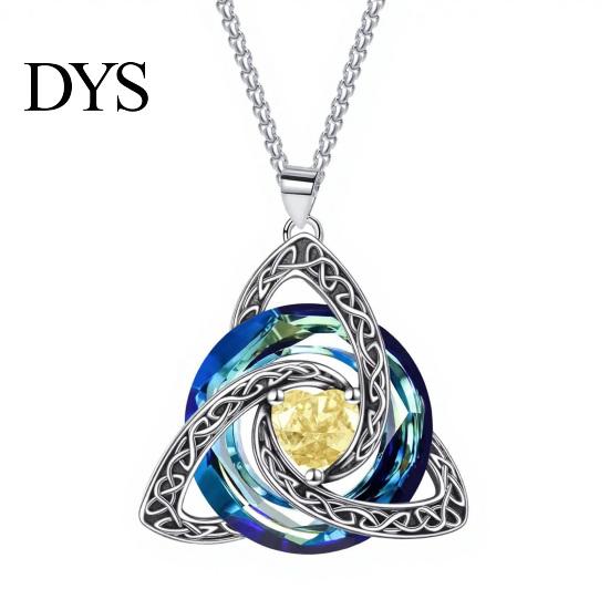 Personalized Birthday Gift Celtic Knot Birthstone Necklace for Women, Cubic Zirconia Pendant Necklace, Irish Jewelry, Her Wife Girlfriend Mother