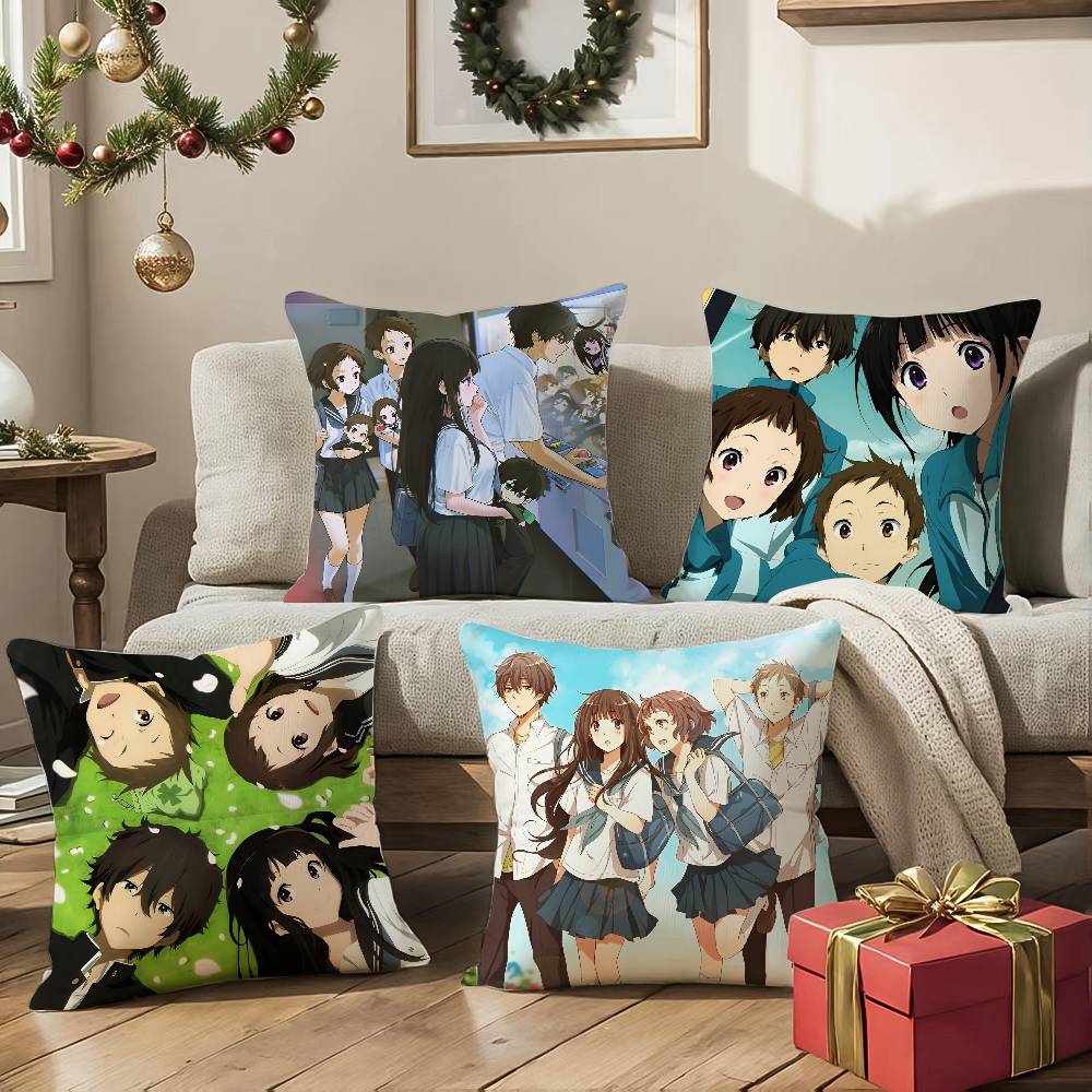 Anime H-hyouka Kissenbezug Unsichtbarer Reißverschluss Seidig Sofa Kissenbezug