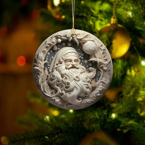 2D Acrylic Christmas Ornament Lightweight Home Office Indoor Holiday Party Xmas Tree Hanging Decoration Pendant Festival Gift