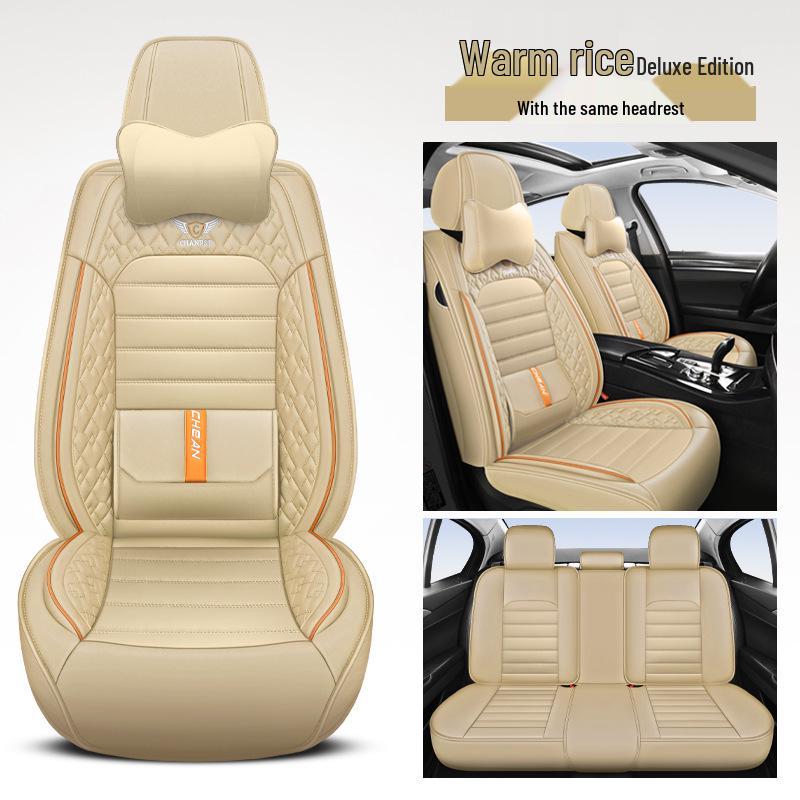 3D Full Surround Leather Car Seat Cushion for Five-Seaters - Universal Fit for All Seasons (Autumn/Winter) - Sedan & Small Car Cover
