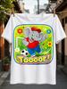Toooor Elephant Soccer Graphic with Happy Elephant Football Goal Net Flowers and Bright Cartoon Unisex All T-Shirt