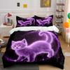 Purple Dreamlike Cosmic Cat Print Soft Comfortable Duvet Cover Bedding Set Included 1*Duvet Cover  2*Pillowcases Luxury Gifts
