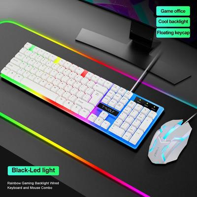 T-WOLF TF230 Wired Arabic Gaming Keyboard And Mouse Set/RGB Backlit/Mechanical Feel/Waterproof Design/USB