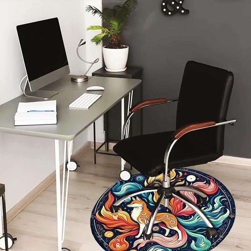 

1pc Office Carpet Chair Mats Colorful Fox Mandala Artwork Perfect for Decorating Office Chairs, Living Rooms, Or Bedrooms.YDT026 80cm by 80cm
