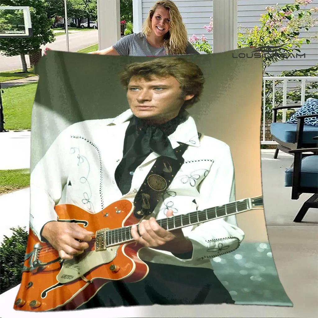 French rock star Johnny Hallyday print blanket picnic blanket vintage blanket home travel birthday gift bed blanket thin blanket
