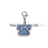 Small Glitter Dog Paw Print Pendant - Zinc Alloy Pet ID Tag (17x18mm)