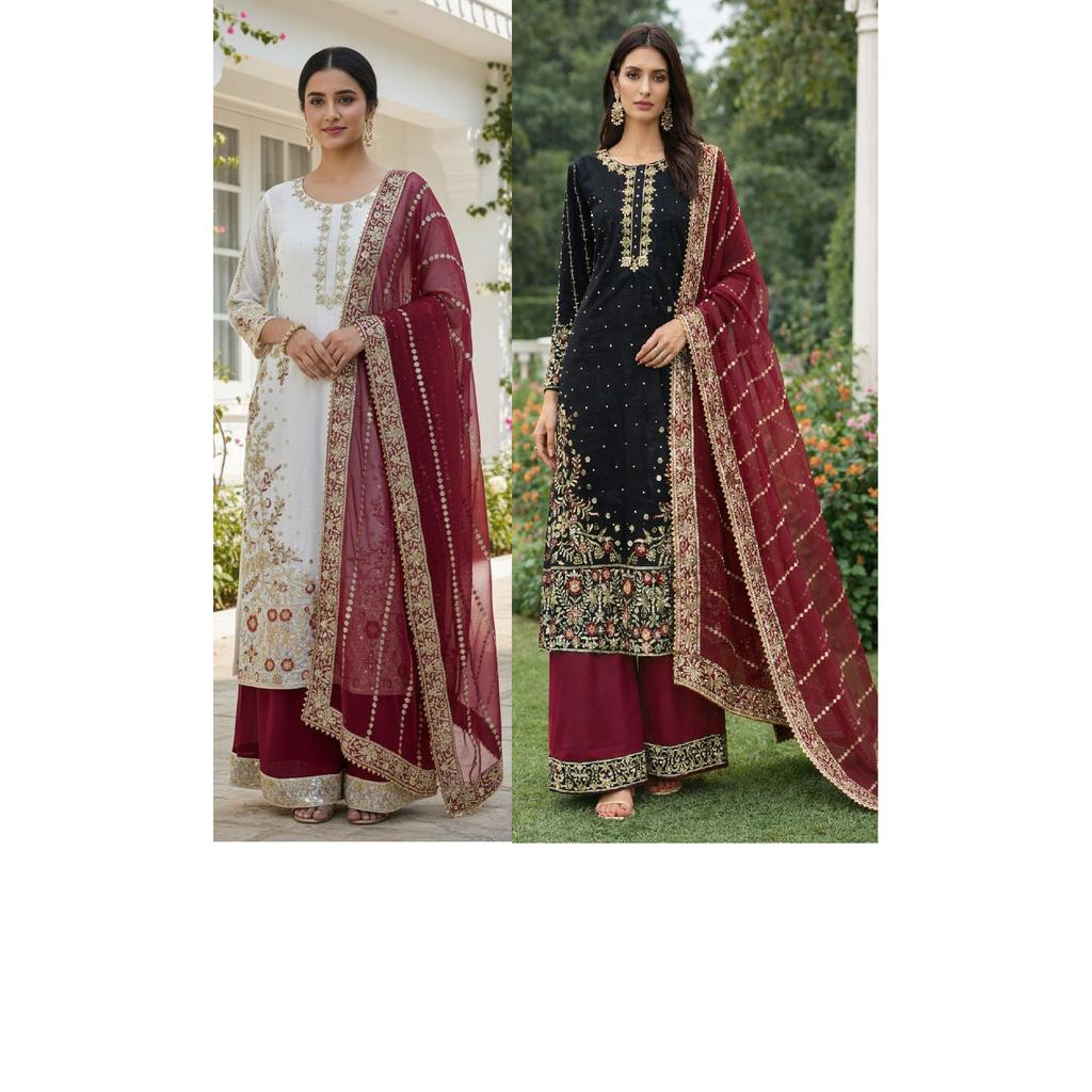 Beautiful Party Wedding Wear Palazzo Suit Indian Pakistani Ethnic Salwar Kameez