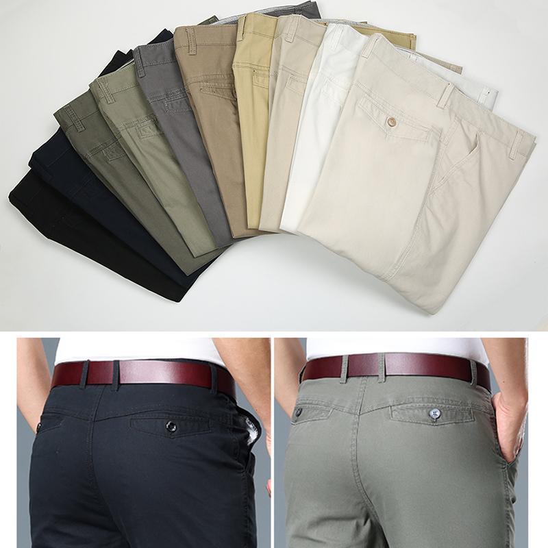 Men's Summer Casual Pants Straight Fit Triangle Pocket Thin Breathable Work Business Suit Trousers Plus Size Fashion