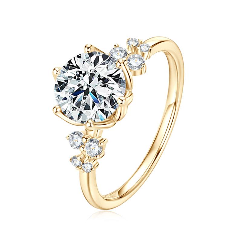 Anziw 8mm 2.0ct D Moissanite Ring for Women 18k Gold Plated 925 Sliver Engagement Wedding Rings Finger Promise Jewelry 2025 New