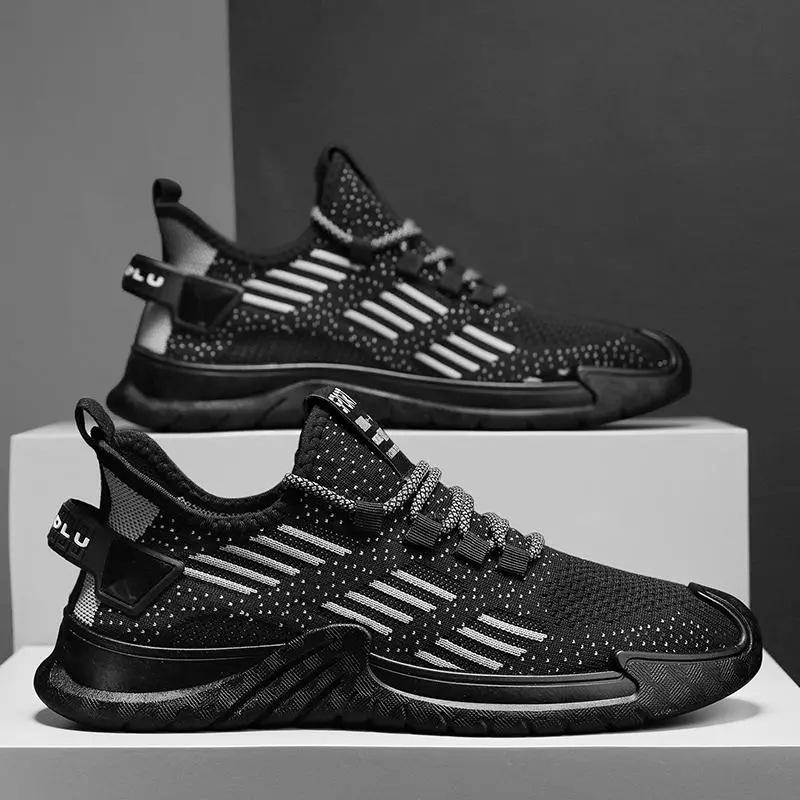 

Shoes New men s shoes Flying woven breathable mesh trendy casual sports shoes Running shoes Student shoes 39 чёрный