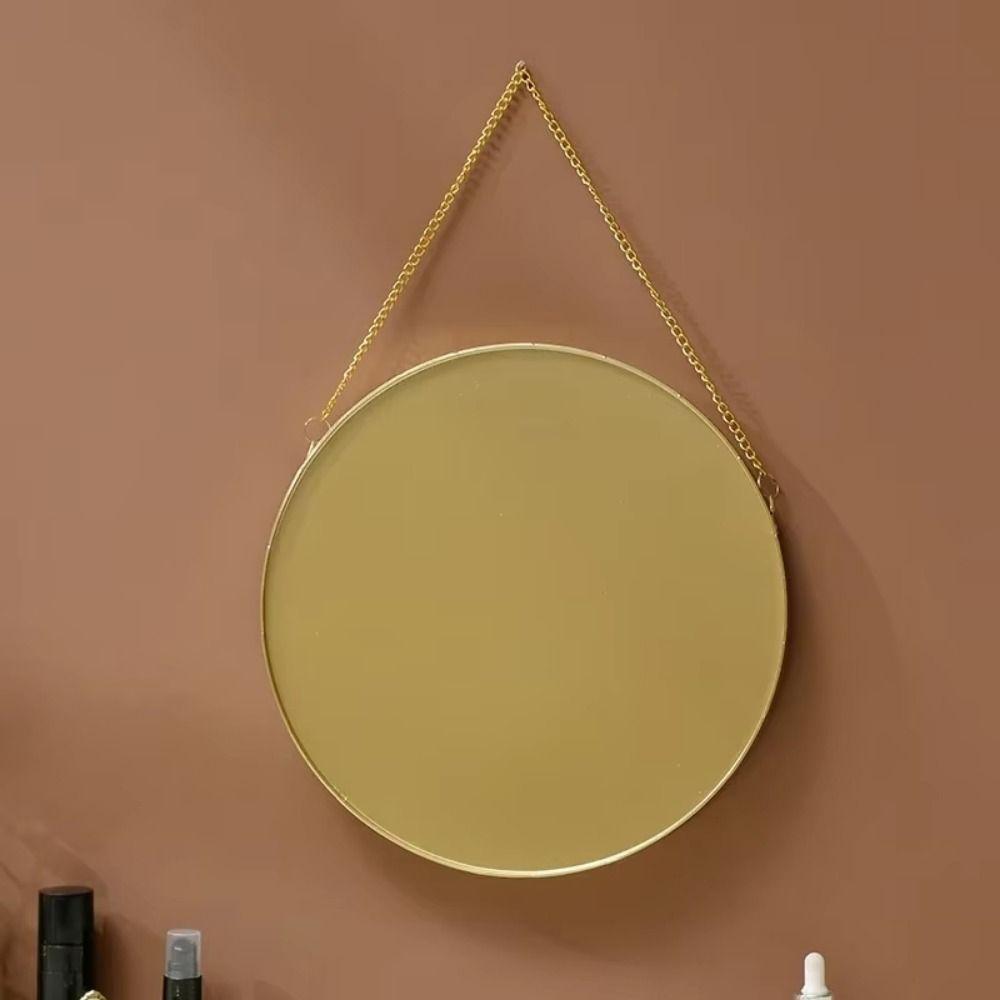 Wrought Iron Nordic Decorative Mirror Round/Hexagonal/Rectangle Wall Hanging Mirror  Bathroom